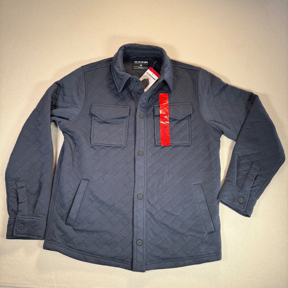 Dakine Mens Quilted Shirt Jacket Navy Blue Snap Front Workwear New Medium